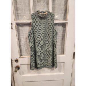 Rewind Green Lace Overlay‎ Sleeveless Top Women's Size Small